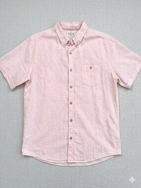 Weatherproof Vintage Men’s Pink Linen Button Down Shirt Size XL